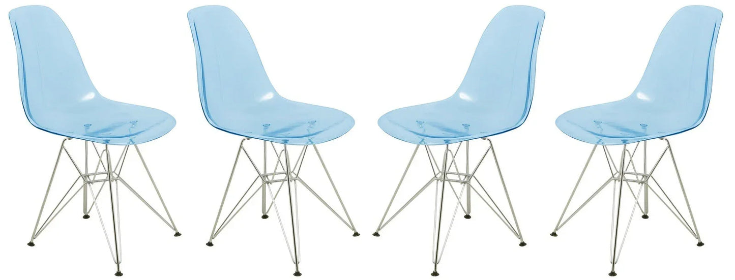 Cresco Molded Plastic Eiffel Side Chair With Chrome Legs Set of 4 - Elax Furniture