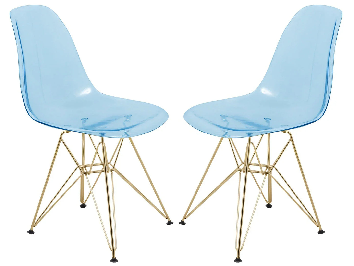 Cresco Modern Molded Eiffel Side Dining Chair with Gold Base Set of 2 - Elax Furniture