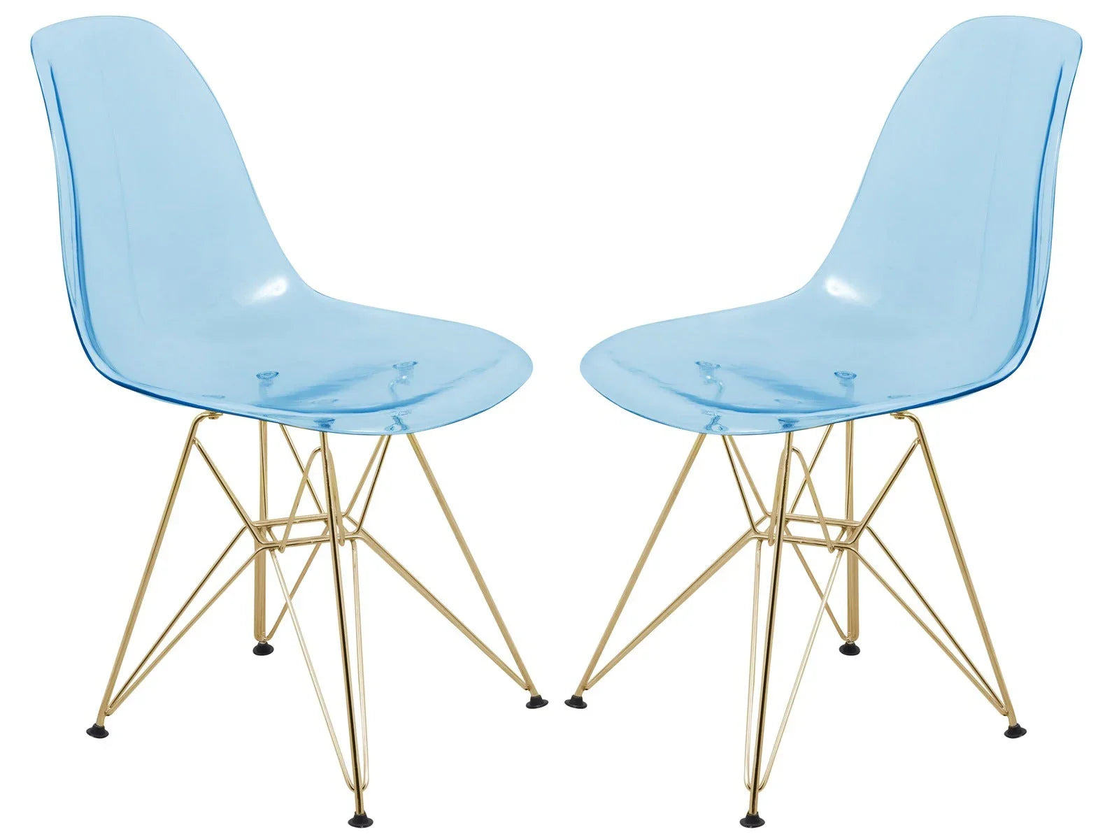 Cresco Modern Molded Eiffel Side Dining Chair with Gold Base Set of 2 - Elax Furniture