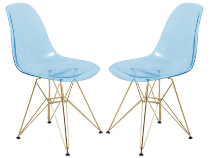 Cresco Modern Molded Eiffel Side Dining Chair with Gold Base Set of 2 - Elax Furniture