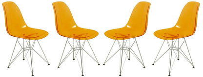 Cresco Molded Plastic Eiffel Side Chair With Chrome Legs Set of 4 - Elax Furniture