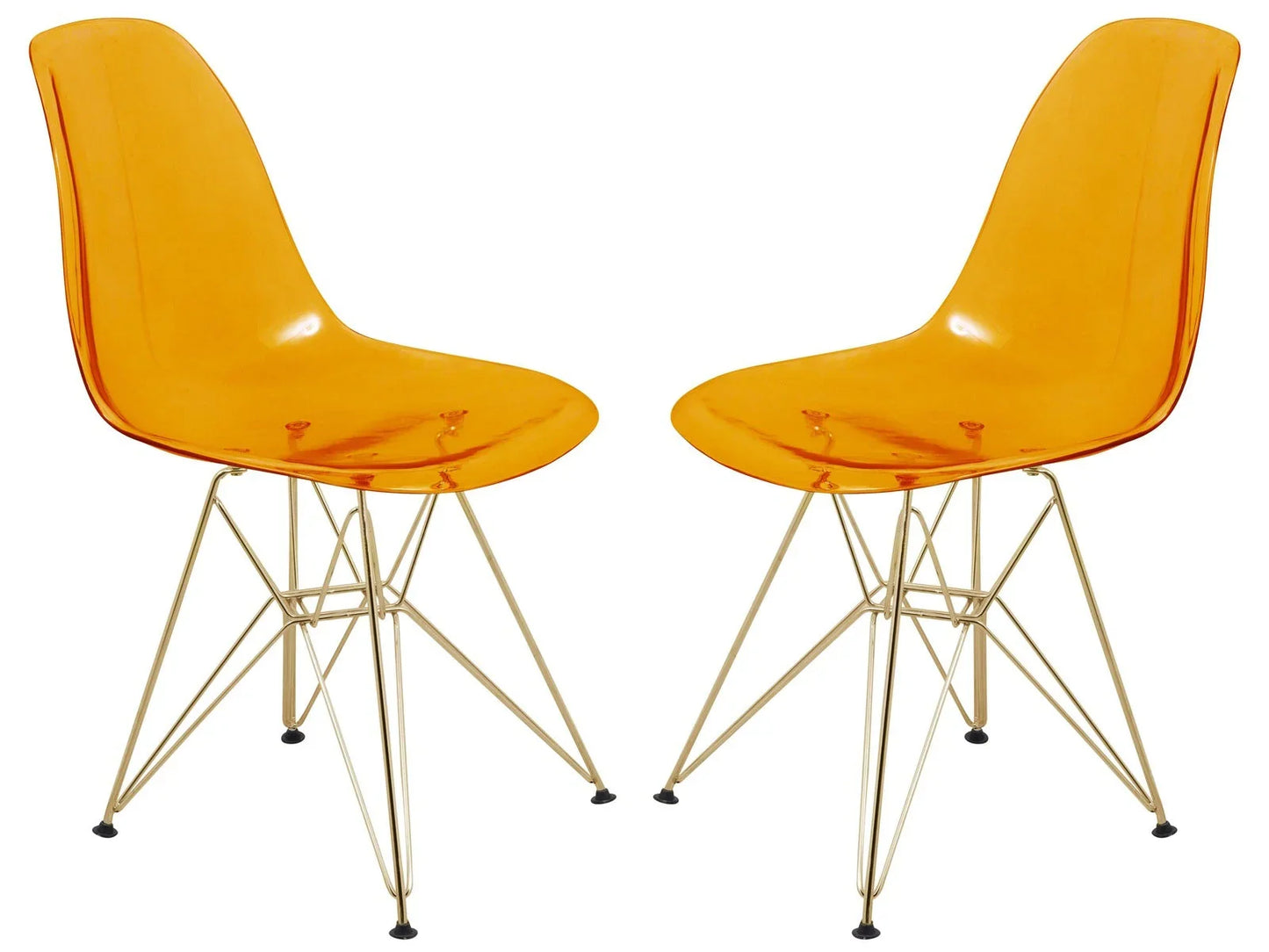 Cresco Modern Molded Eiffel Side Dining Chair with Gold Base Set of 2 - Elax Furniture
