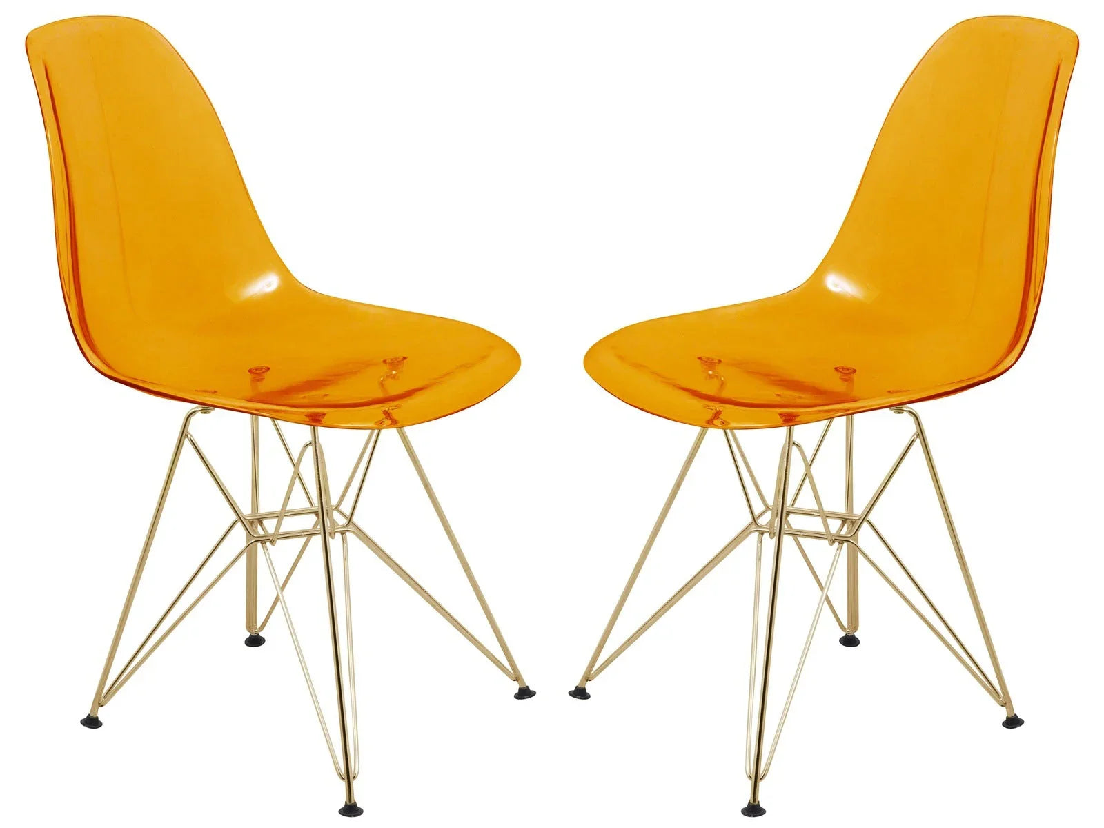 Cresco Modern Molded Eiffel Side Dining Chair with Gold Base Set of 2 - Elax Furniture