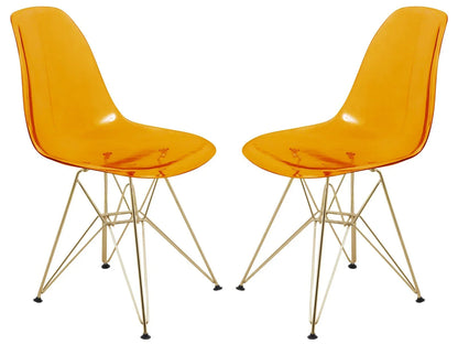 Cresco Modern Molded Eiffel Side Dining Chair with Gold Base Set of 2 - Elax Furniture