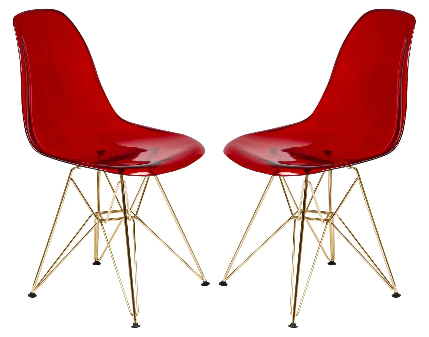 Cresco Modern Molded Eiffel Side Dining Chair with Gold Base Set of 2 - Elax Furniture