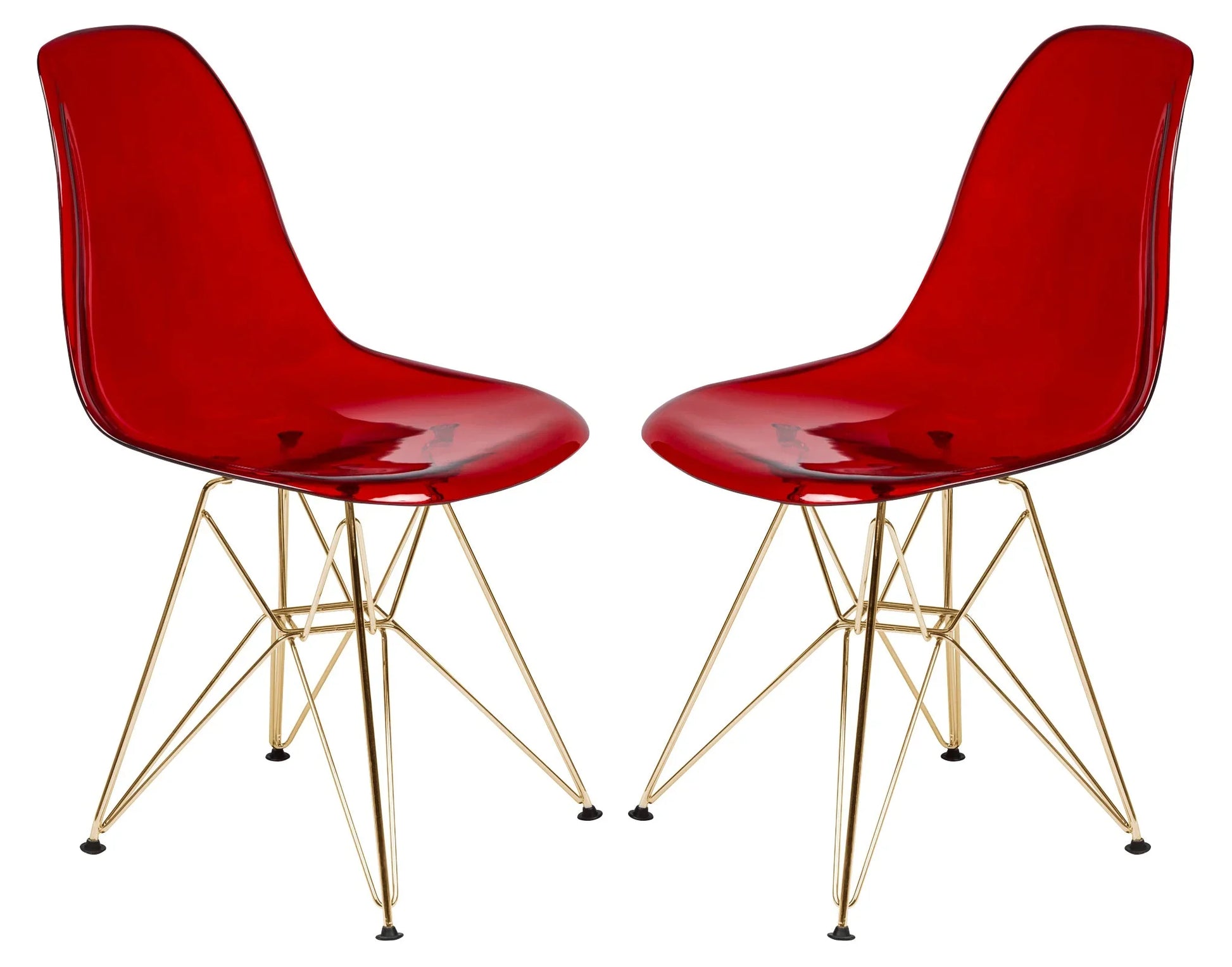 Cresco Modern Molded Eiffel Side Dining Chair with Gold Base Set of 2 - Elax Furniture