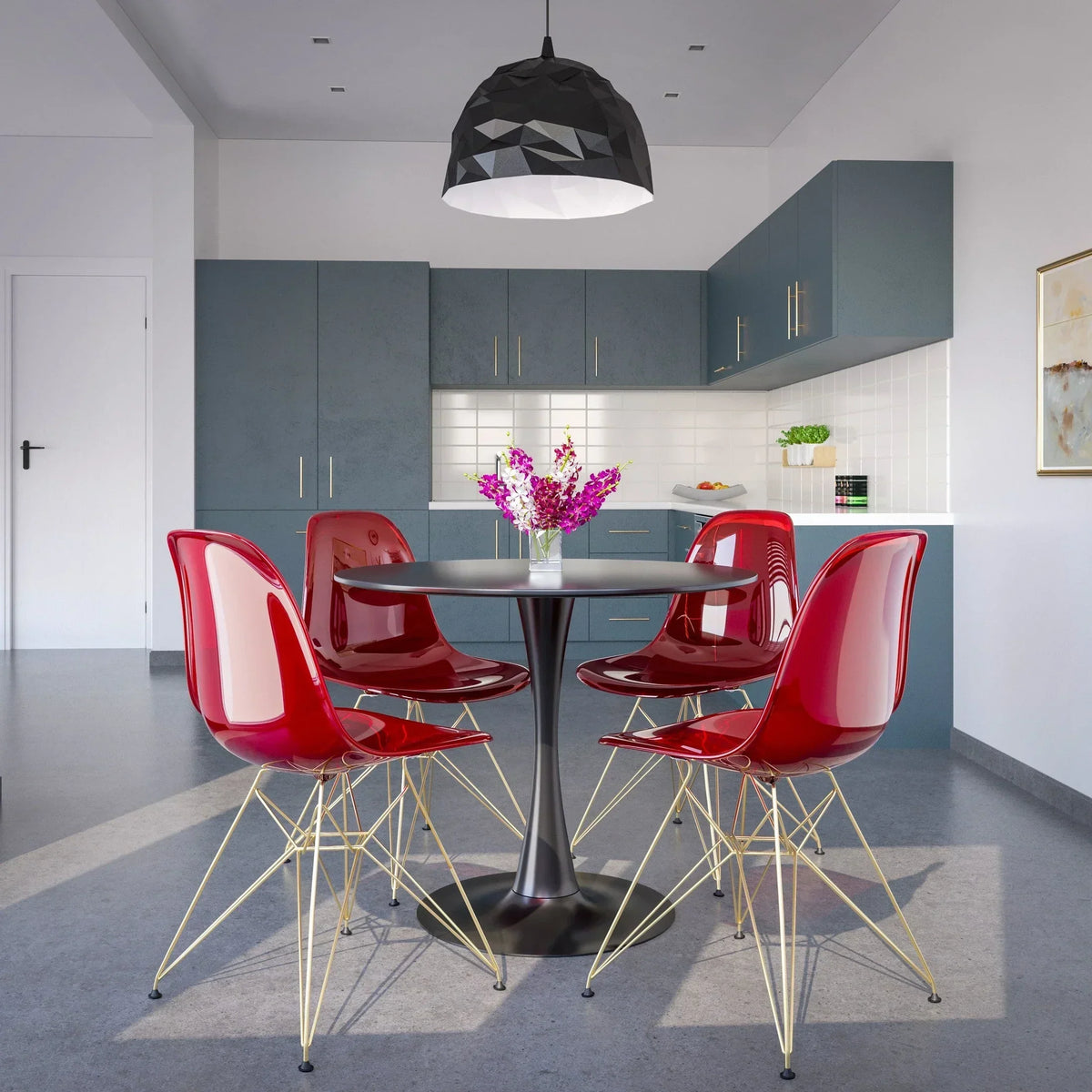 Dover and Cresco Modern Dining Chair Molded Side Chair with Base - Elax Furniture