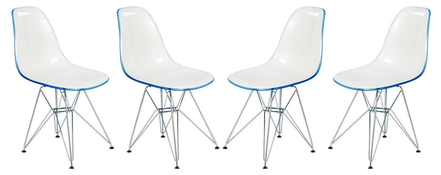 Cresco Molded Plastic Eiffel Side Chair With Chrome Legs Set of 4 - Elax Furniture
