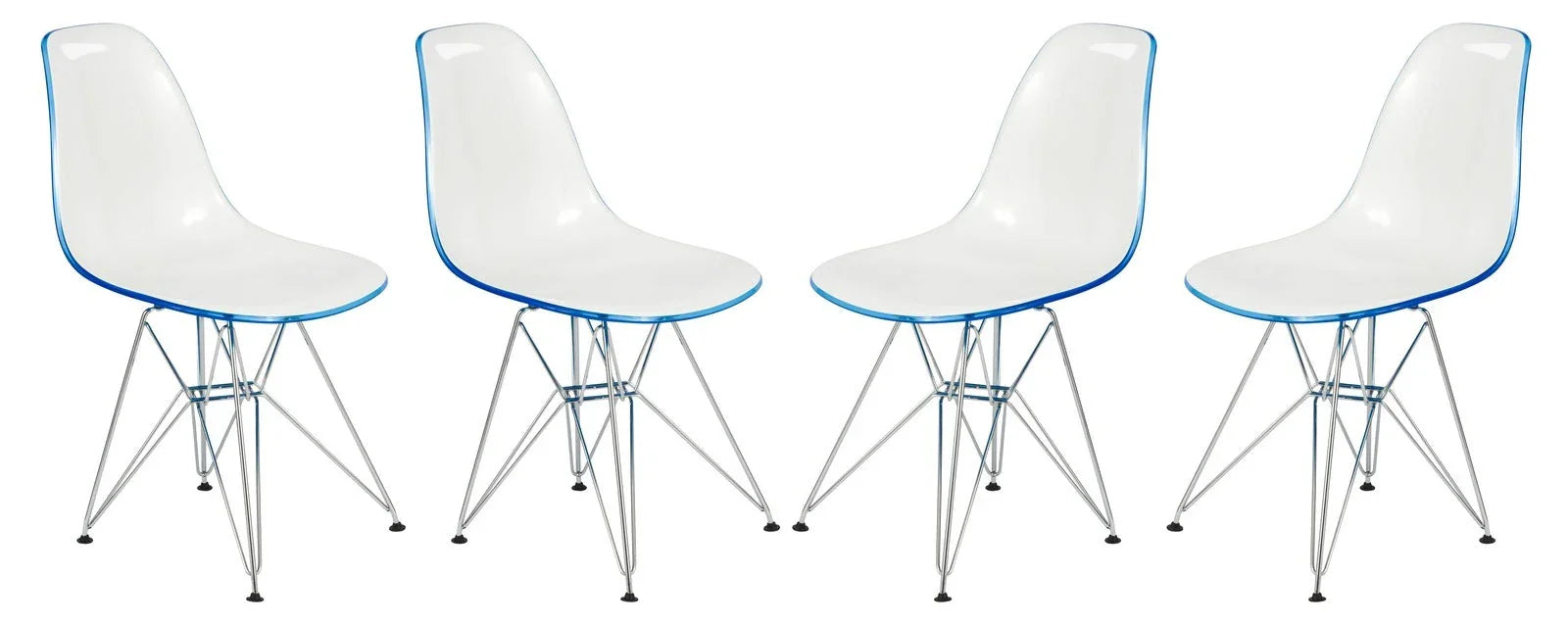 Cresco Molded Plastic Eiffel Side Chair With Chrome Legs Set of 4 - Elax Furniture