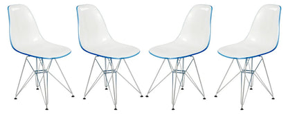 Cresco Molded Plastic Eiffel Side Chair With Chrome Legs Set of 4 - Elax Furniture