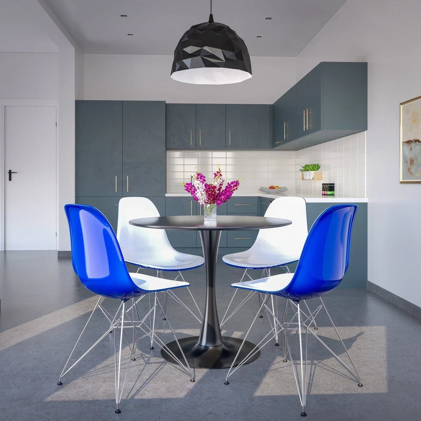 Cresco Molded Plastic Eiffel Side Chair With Chrome Legs Set of 4 - Elax Furniture