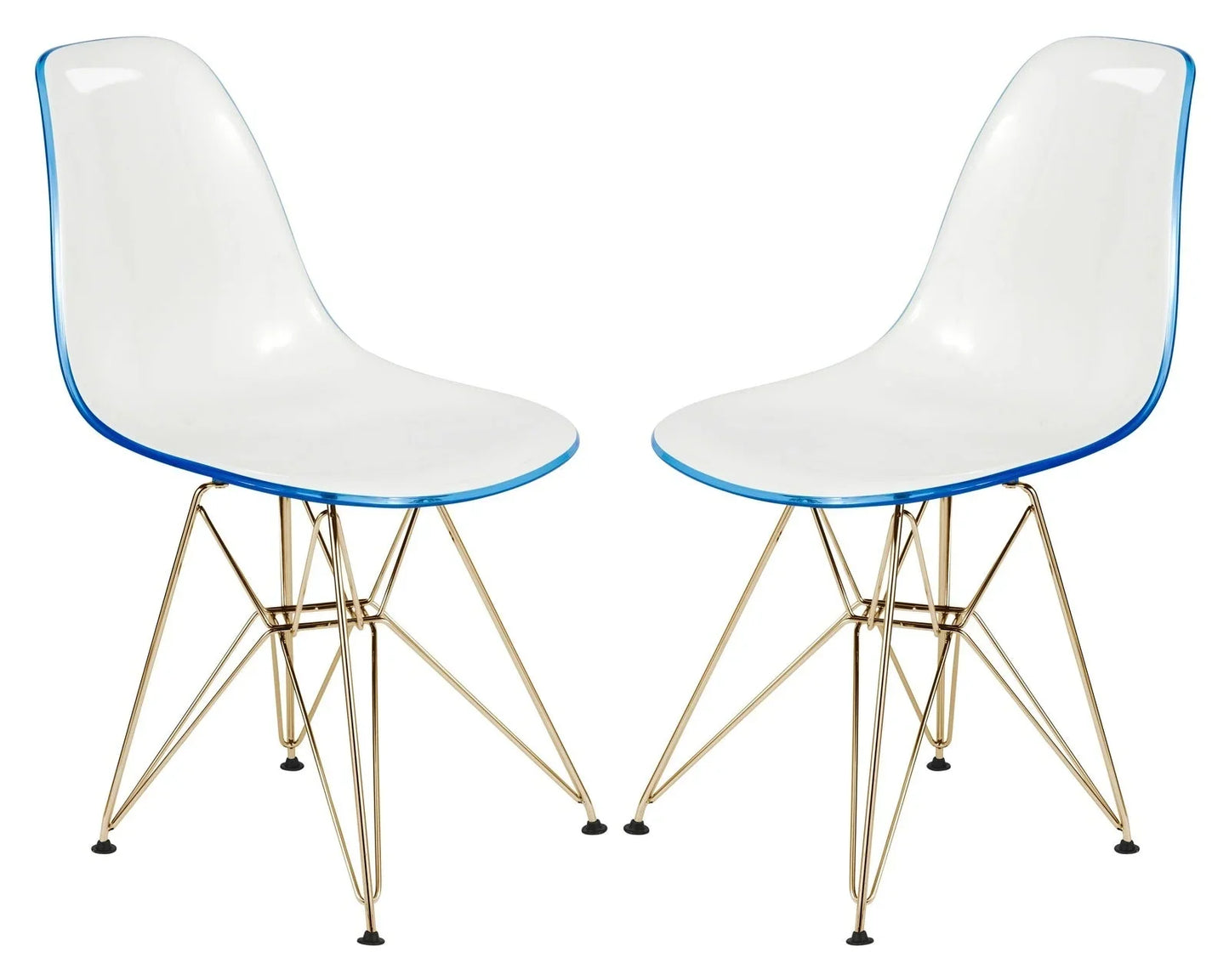 Cresco Modern Molded Eiffel Side Dining Chair with Gold Base Set of 2 - Elax Furniture