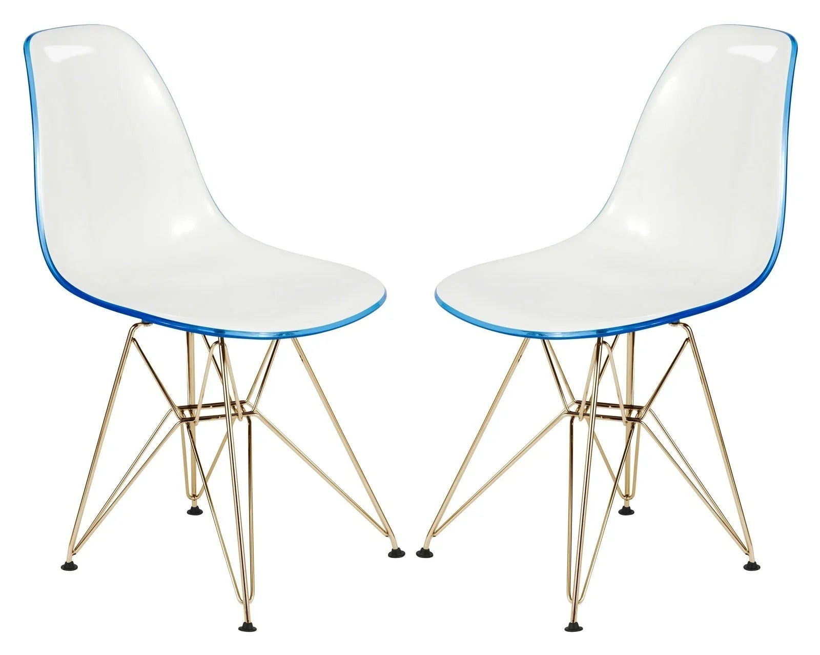 Cresco Modern Molded Eiffel Side Dining Chair with Gold Base Set of 2 - Elax Furniture