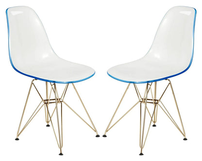 Cresco Modern Molded Eiffel Side Dining Chair with Gold Base Set of 2 - Elax Furniture