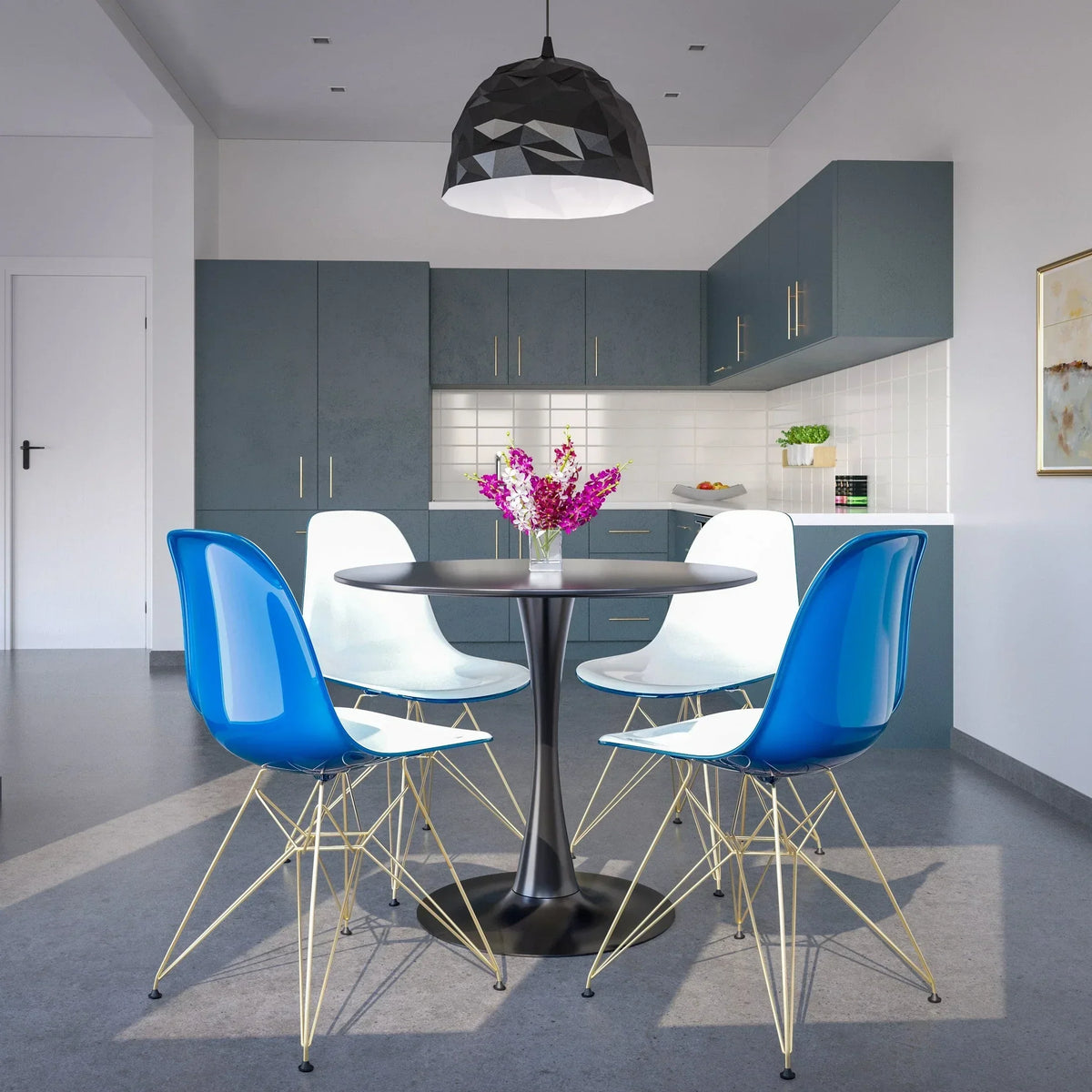 Dover and Cresco Modern Dining Chair Molded Side Chair with Base - Elax Furniture