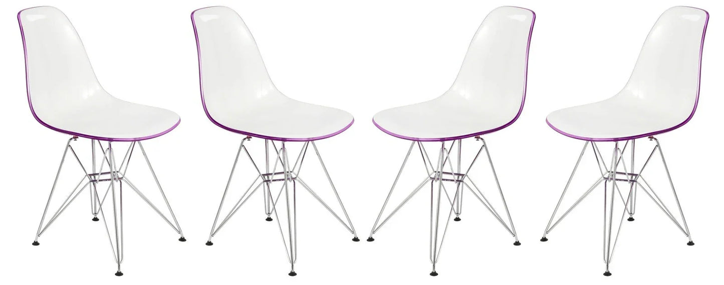 Cresco Molded Plastic Eiffel Side Chair With Chrome Legs Set of 4 - Elax Furniture