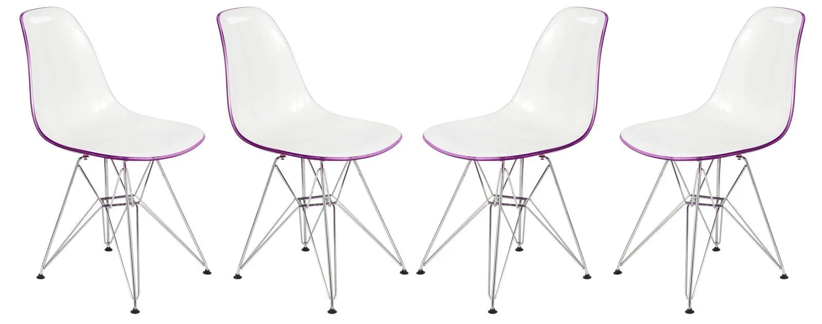 Cresco Molded Plastic Eiffel Side Chair With Chrome Legs Set of 4 - Elax Furniture