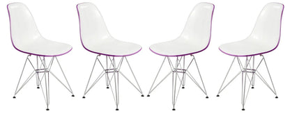 Cresco Molded Plastic Eiffel Side Chair With Chrome Legs Set of 4 - Elax Furniture