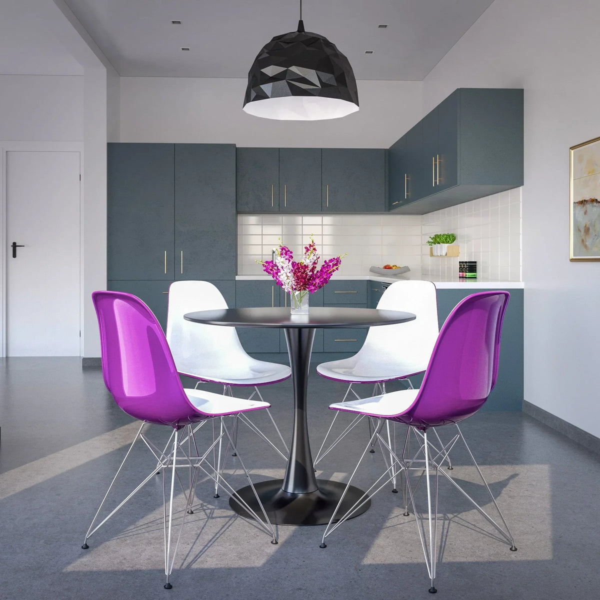 Dover and Cresco Modern Dining Chair Molded Side Chair with Base - Elax Furniture