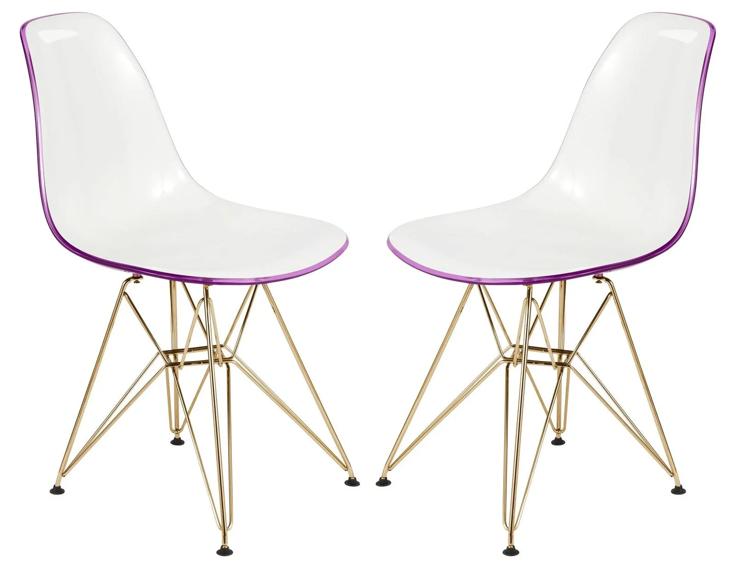 Cresco Modern Molded Eiffel Side Dining Chair with Gold Base Set of 2 - Elax Furniture