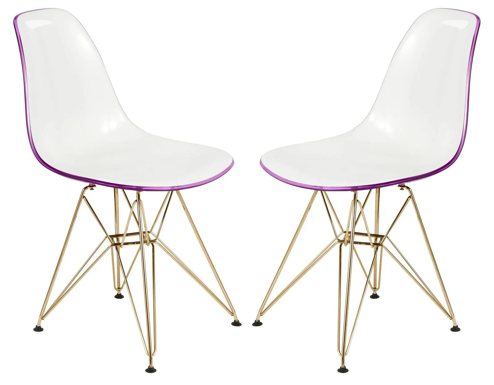 Cresco Modern Molded Eiffel Side Dining Chair with Gold Base Set of 2 - Elax Furniture