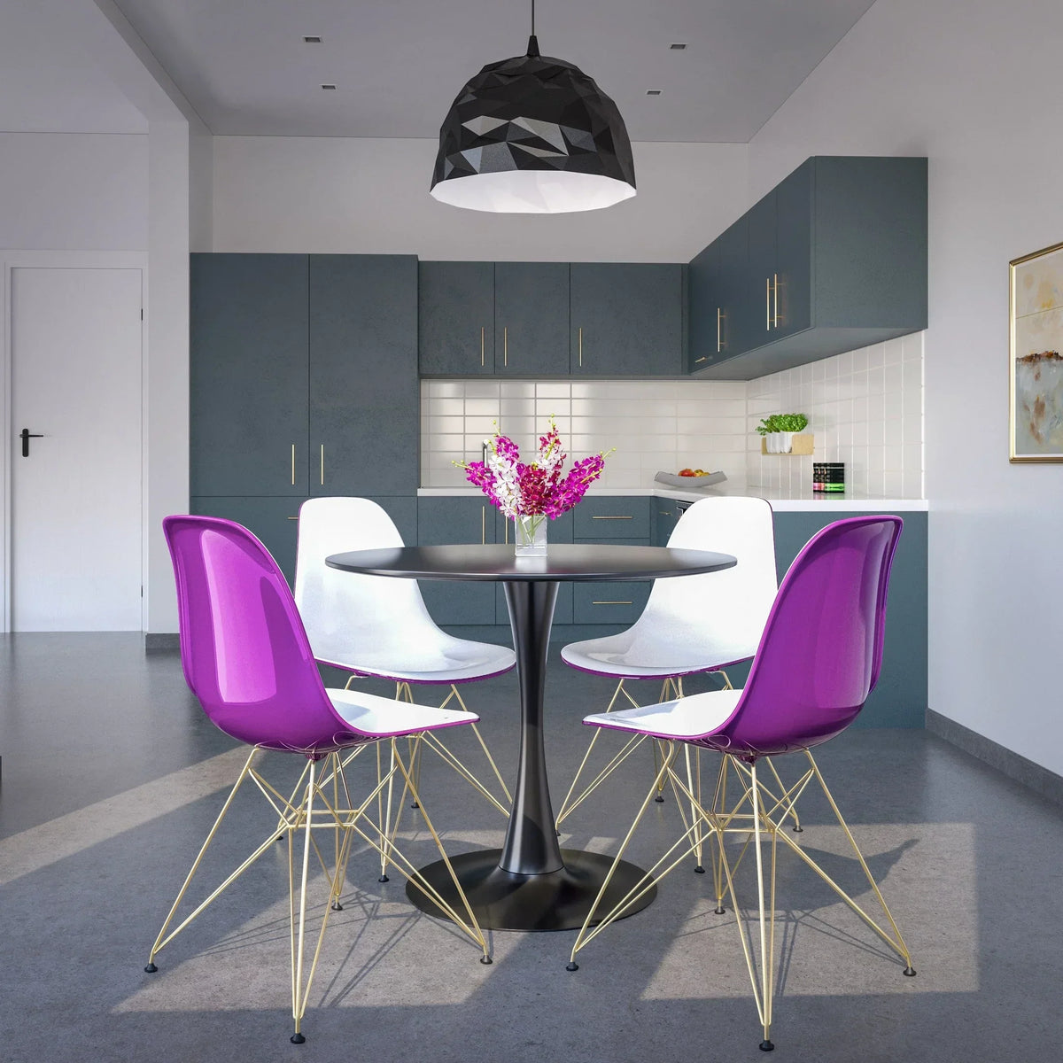 Dover and Cresco Modern Dining Chair Molded Side Chair with Base - Elax Furniture