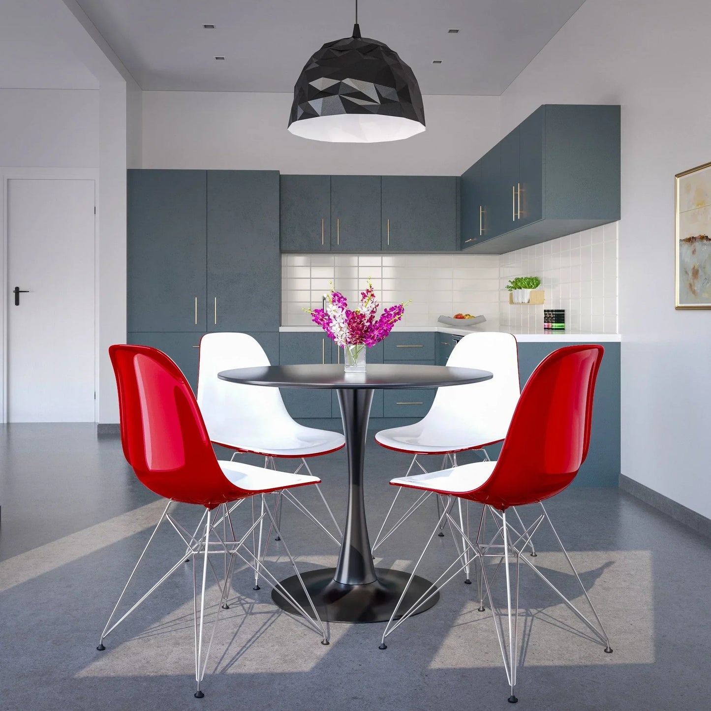 Dover and Cresco Modern Dining Chair Molded Side Chair with Base - Elax Furniture