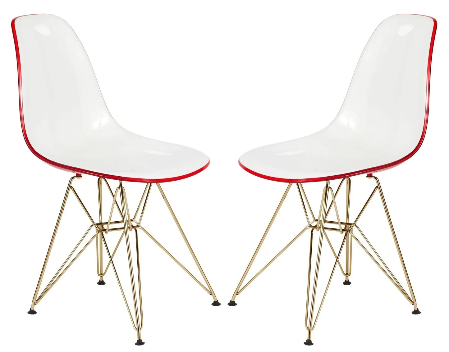 Cresco Modern Molded Eiffel Side Dining Chair with Gold Base Set of 2 - Elax Furniture