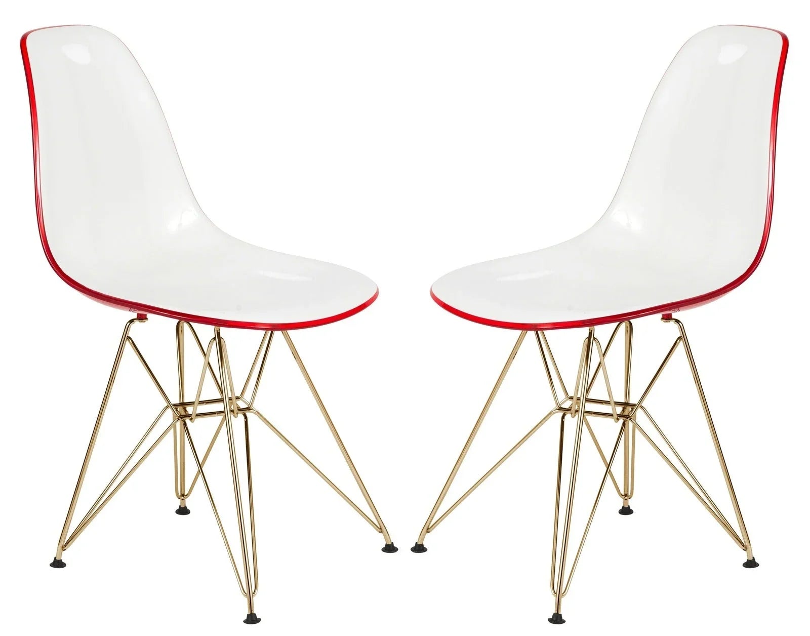 Cresco Modern Molded Eiffel Side Dining Chair with Gold Base Set of 2 - Elax Furniture