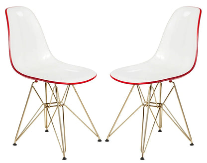 Cresco Modern Molded Eiffel Side Dining Chair with Gold Base Set of 2 - Elax Furniture