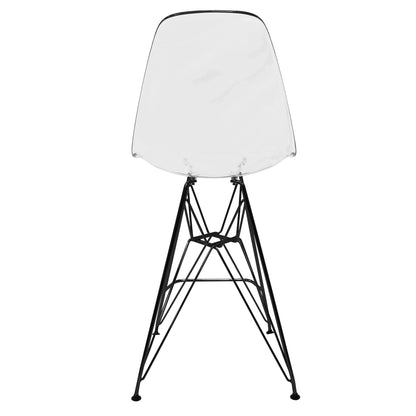 Cresco Modern Acrylic Barstool in Chrome Base for Kitchen and Dining Room Set of 2 - Elax Furniture