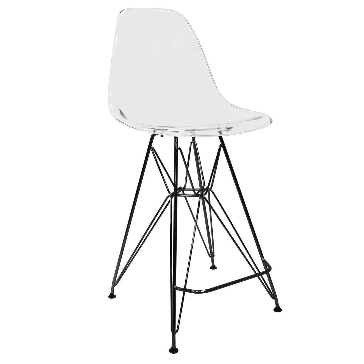 Cresco Modern Acrylic Barstool in Chrome Base for Kitchen and Dining Room - Elax Furniture