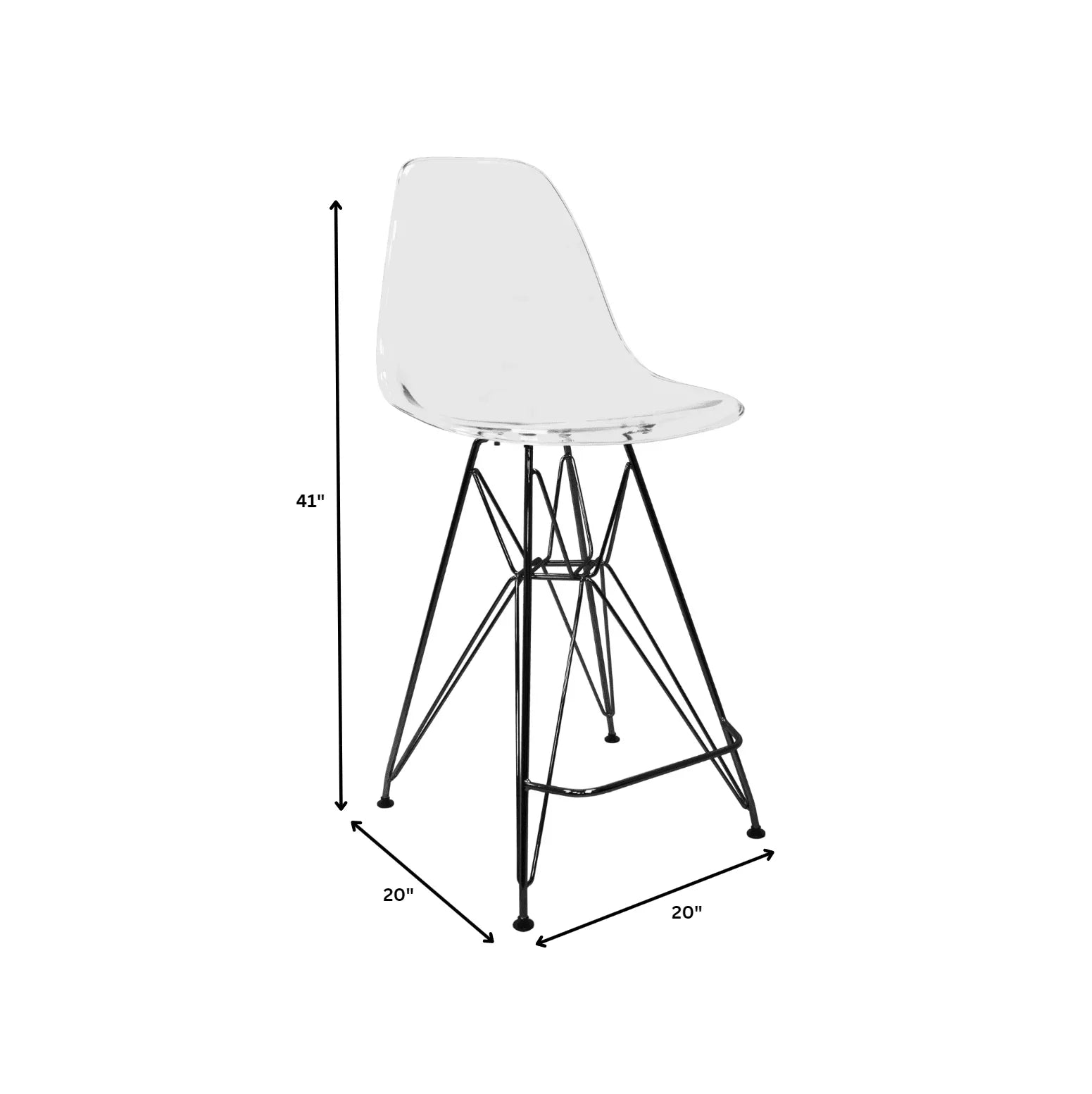 Cresco Modern Acrylic Barstool in Chrome Base for Kitchen and Dining Room - Elax Furniture