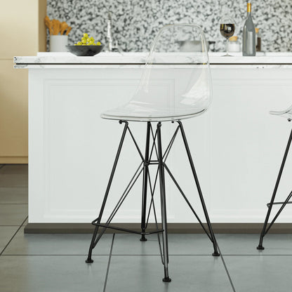 Cresco Modern Acrylic Barstool in Chrome Base for Kitchen and Dining Room - Elax Furniture