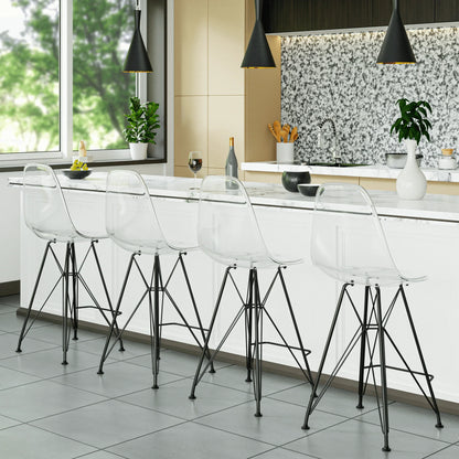 Cresco Modern Acrylic Barstool in Chrome Base for Kitchen and Dining Room - Elax Furniture