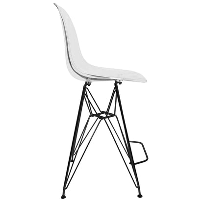 Cresco Modern Acrylic Barstool in Chrome Base for Kitchen and Dining Room - Elax Furniture