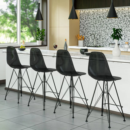 Cresco Modern Acrylic Barstool in Chrome Base for Kitchen and Dining Room Set of 2 - Elax Furniture