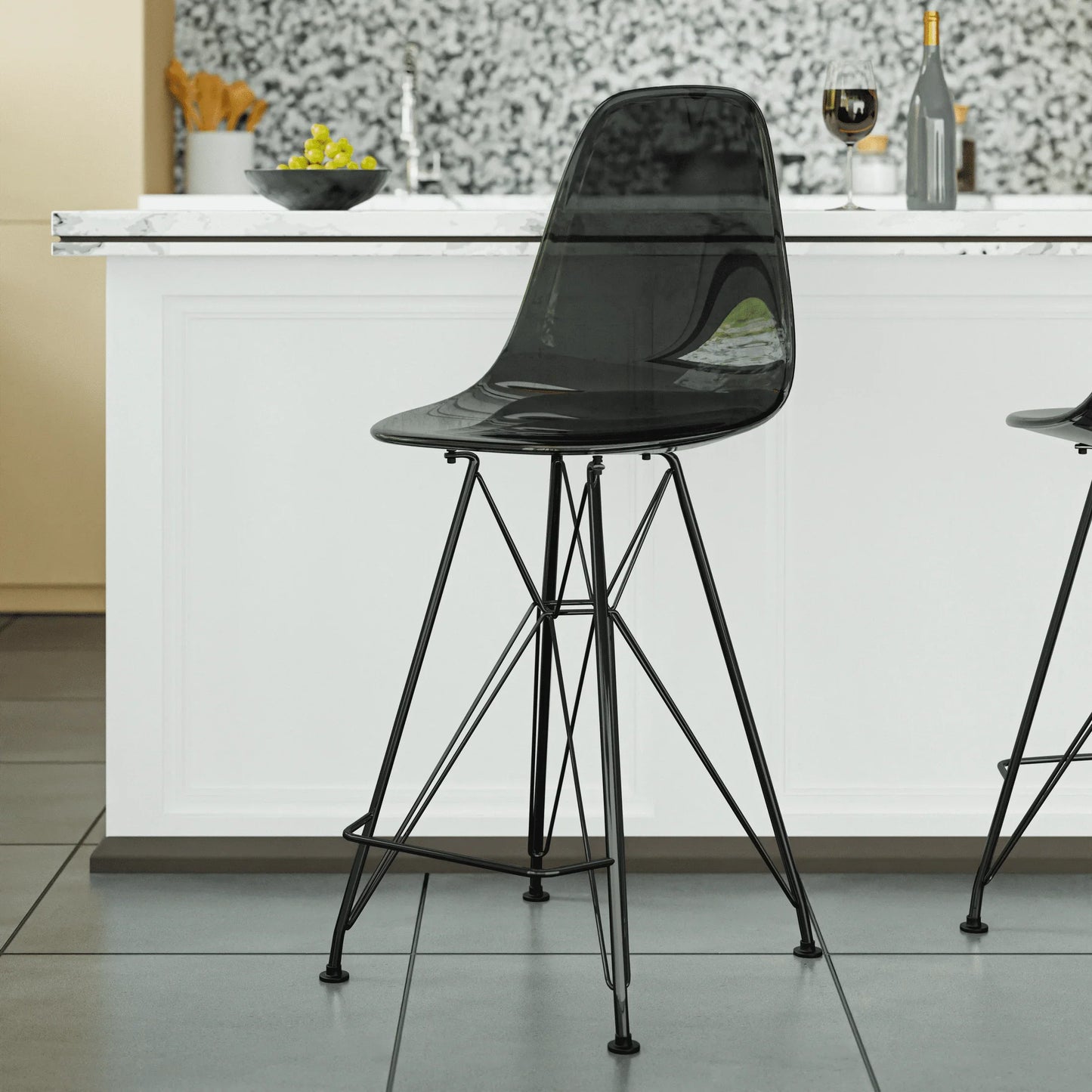 Cresco Modern Acrylic Barstool in Chrome Base for Kitchen and Dining Room - Elax Furniture