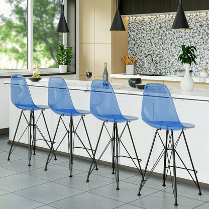 Cresco Modern Acrylic Barstool in Chrome Base for Kitchen and Dining Room - Elax Furniture