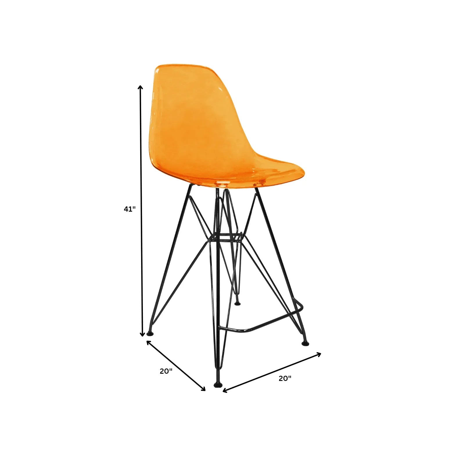 Cresco Modern Acrylic Barstool in Chrome Base for Kitchen and Dining Room - Elax Furniture