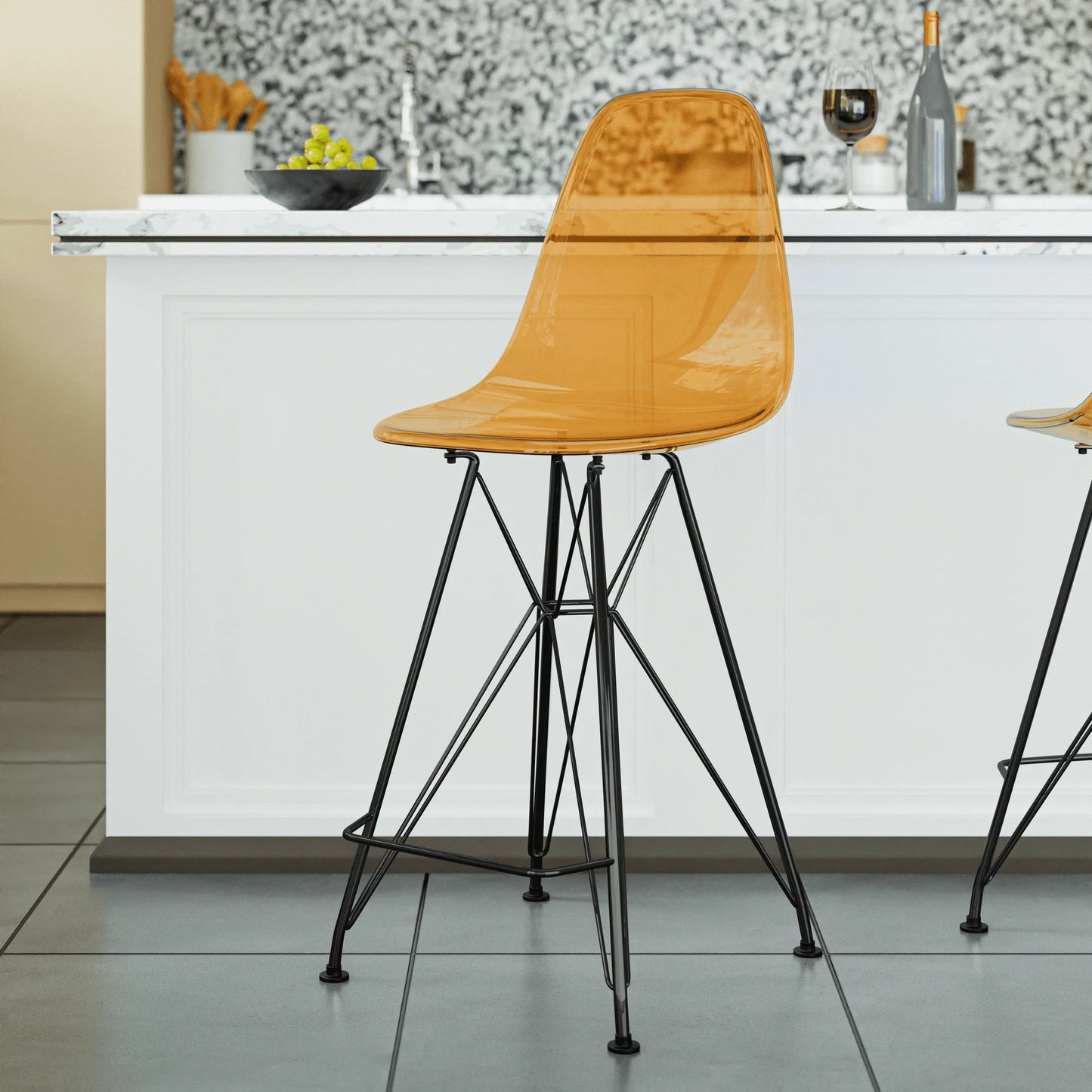 Cresco Modern Acrylic Barstool in Chrome Base for Kitchen and Dining Room - Elax Furniture