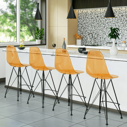 Cresco Modern Acrylic Barstool in Chrome Base for Kitchen and Dining Room - Elax Furniture