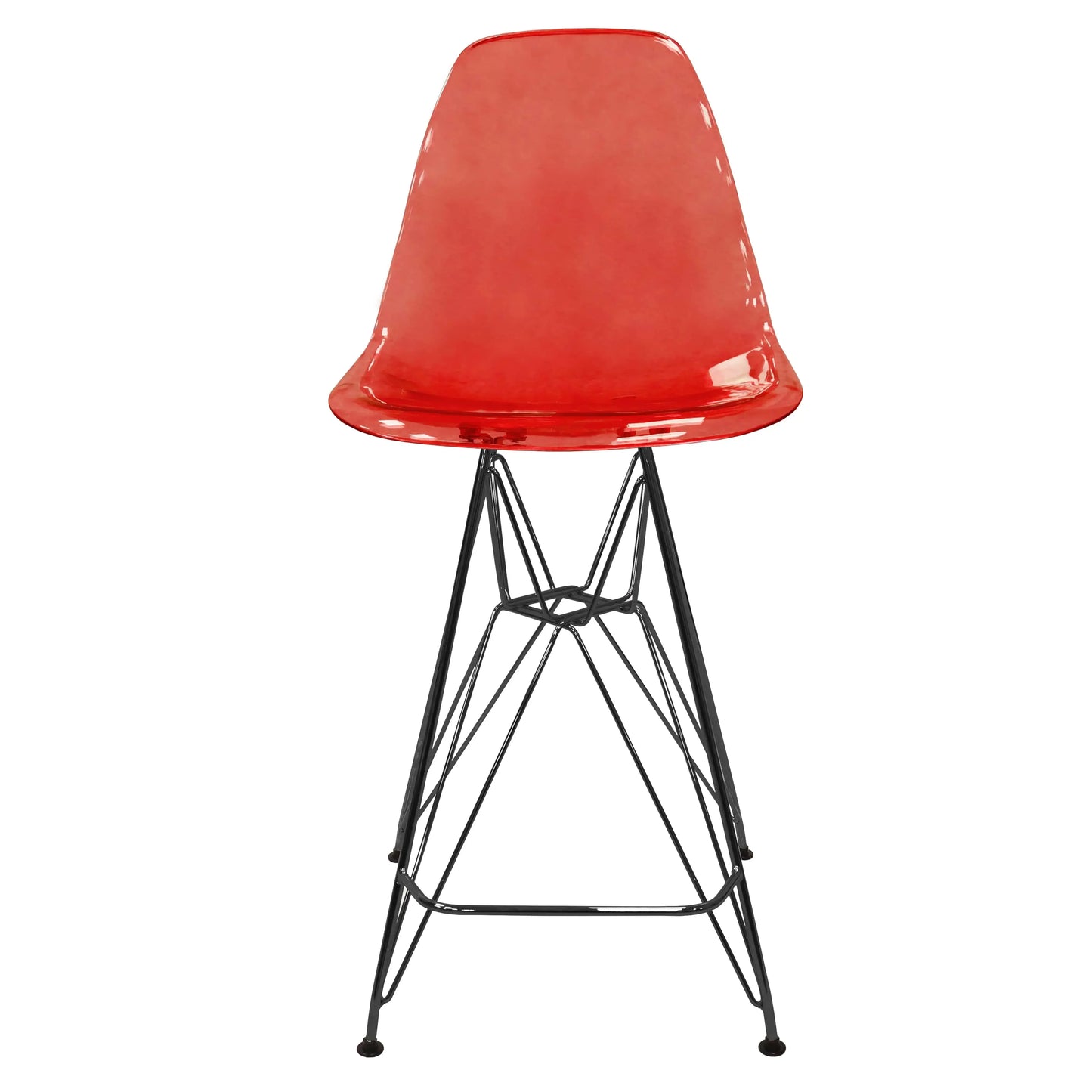 Cresco Modern Acrylic Barstool in Chrome Base for Kitchen and Dining Room Set of 2 - Elax Furniture