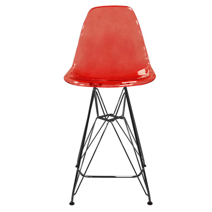 Cresco Modern Acrylic Barstool in Chrome Base for Kitchen and Dining Room Set of 2 - Elax Furniture