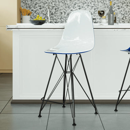 Cresco Modern Acrylic Barstool in Chrome Base for Kitchen and Dining Room - Elax Furniture