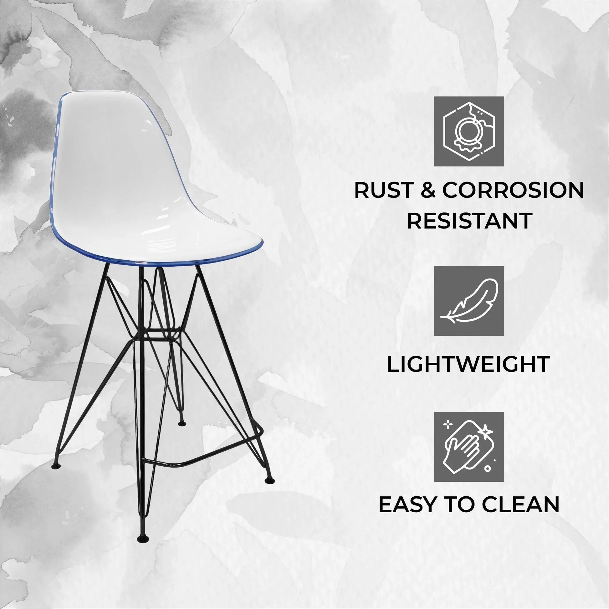 Cresco Modern Acrylic Barstool in Chrome Base for Kitchen and Dining Room - Elax Furniture