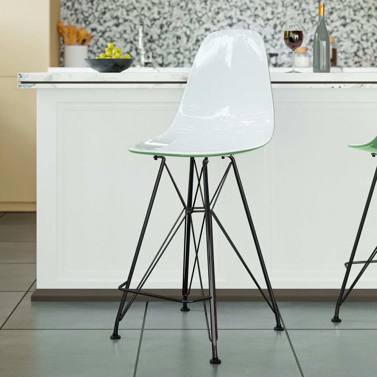 Cresco Modern Acrylic Barstool in Chrome Base for Kitchen and Dining Room - Elax Furniture