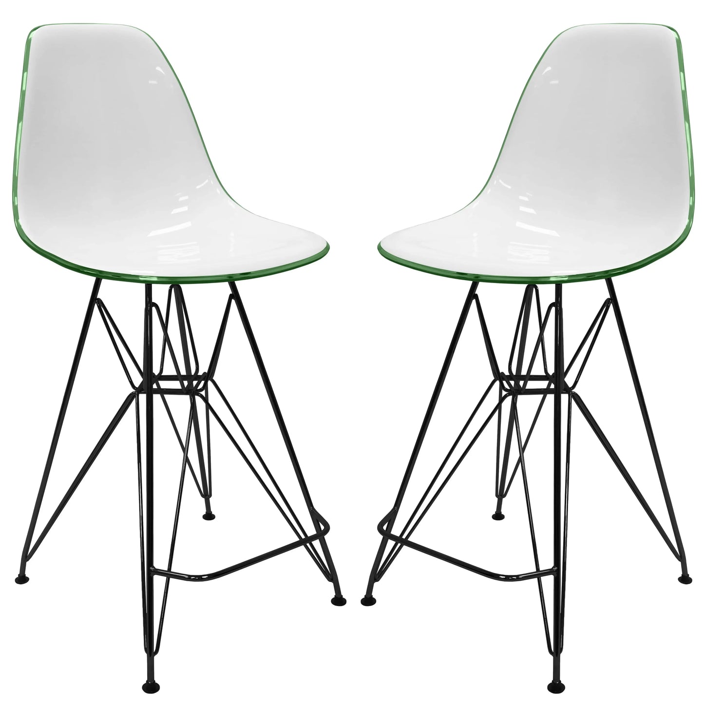Cresco Modern Acrylic Barstool in Chrome Base for Kitchen and Dining Room Set of 2 - Elax Furniture