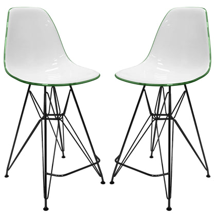 Cresco Modern Acrylic Barstool in Chrome Base for Kitchen and Dining Room Set of 2 - Elax Furniture