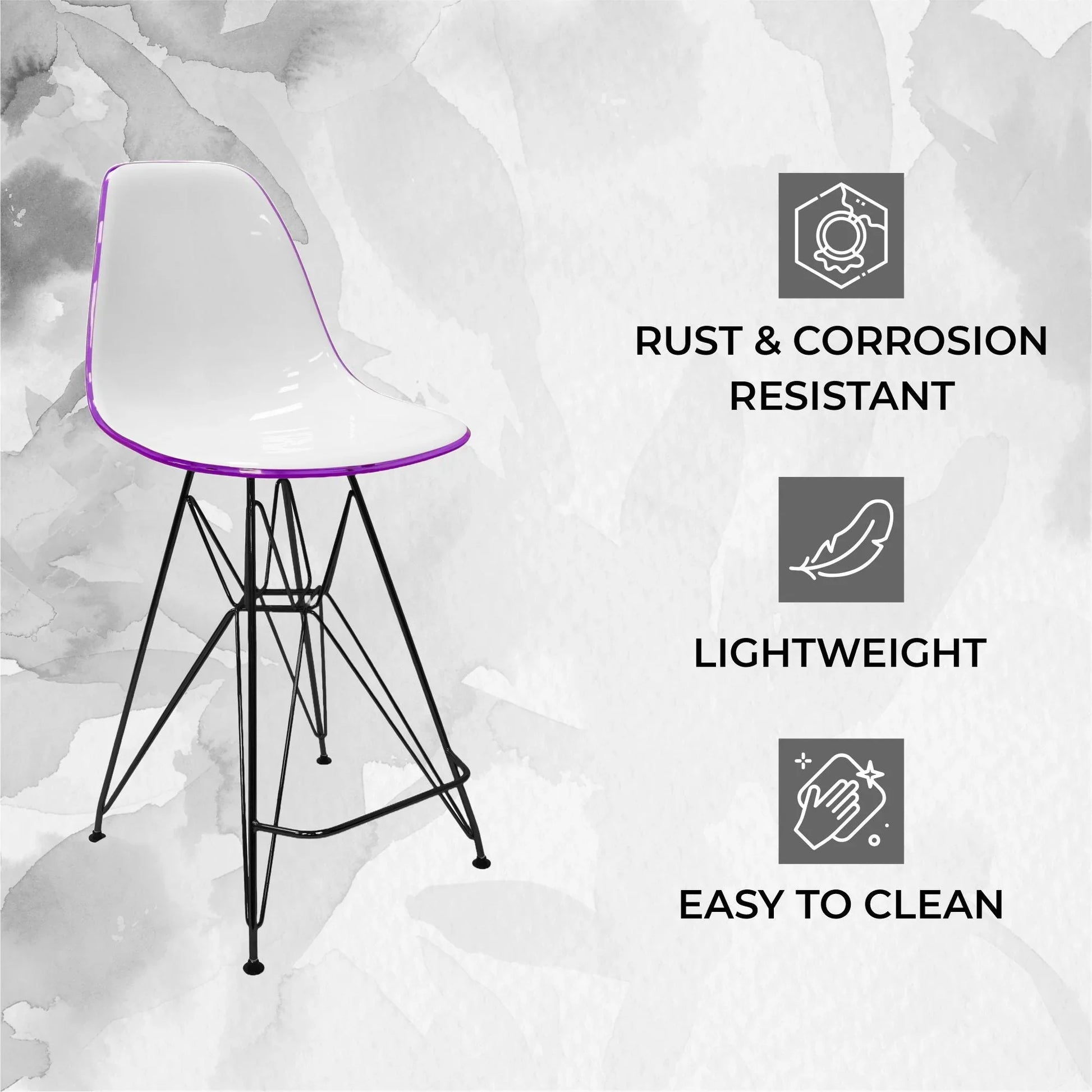 Cresco Modern Acrylic Barstool in Chrome Base for Kitchen and Dining Room - Elax Furniture